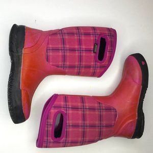 BOGS Classic youth winter plaid  dark pink, girl's youth sz 5, waterproof boots.